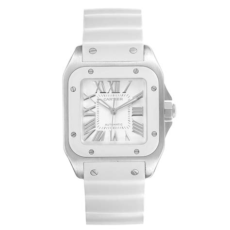 cartier santos 100 white rubber